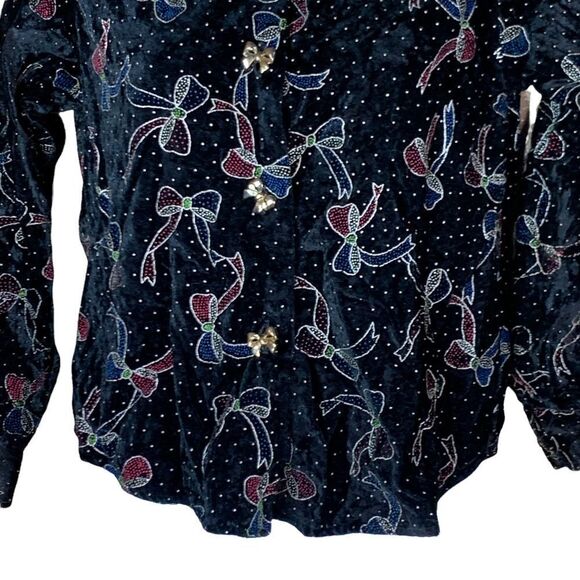 ‎Vintage Rayna Morgan long sleeve bow print button down top - Picture 3 of 9